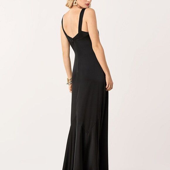 DVF Diane von Furstenberg Sura black satin gown long maxi dress formal new 0 - Picture 6 of 7